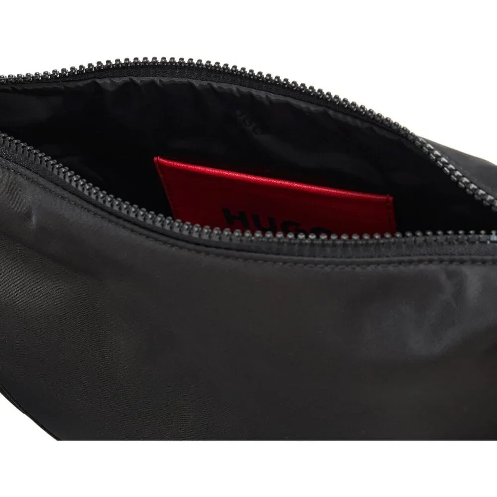 Crossbody Bag Womens Logo Strap Black Carbon Zipper 12X4X6.5 Inches